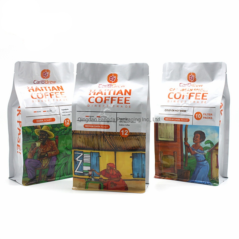 Bolsa de fondo plano de caf&eacute;