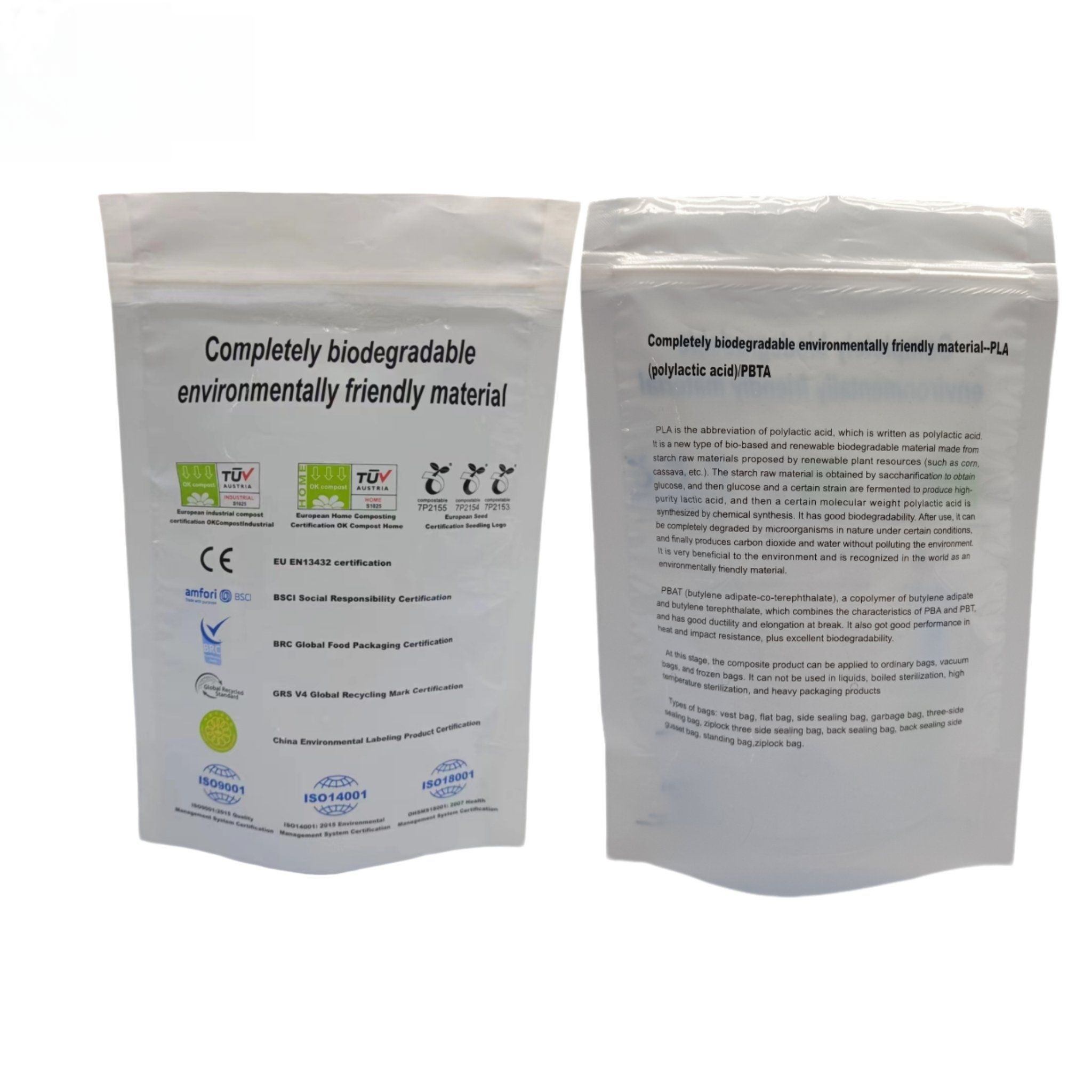 Bolsa de pie sin productos de alimentos