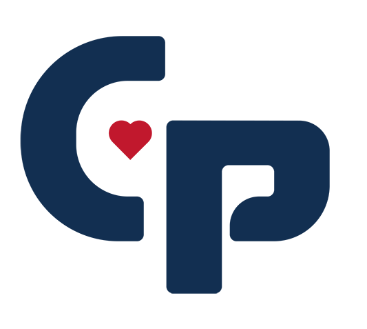 Logotipo de CP de embalaje colorido