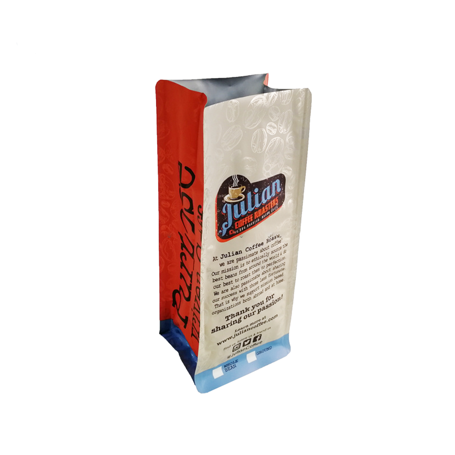 Bolsa de fondo plano de caf&eacute;